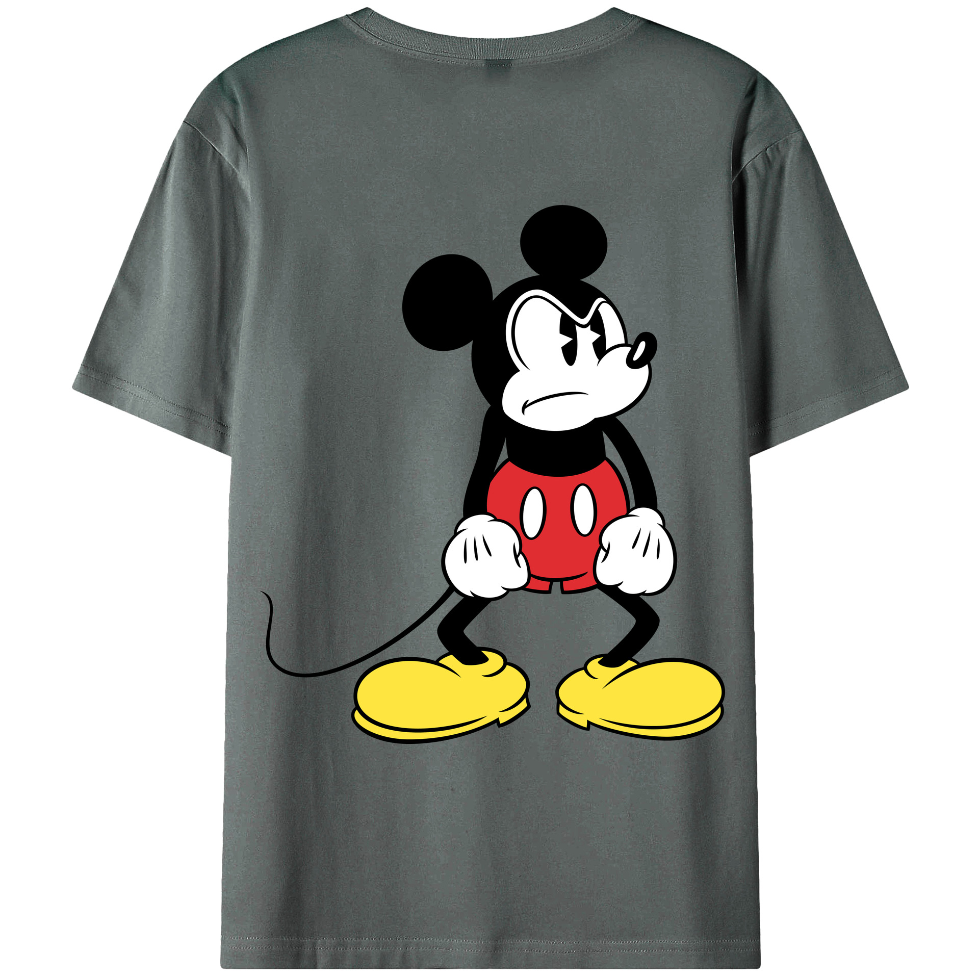 ミッキーマウス Mickey Mouse 綿100％ メンズ半袖Tシャツ（バックプリント） 通気性